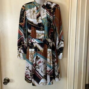 Zara patchwork and chain silky dress size S NWT